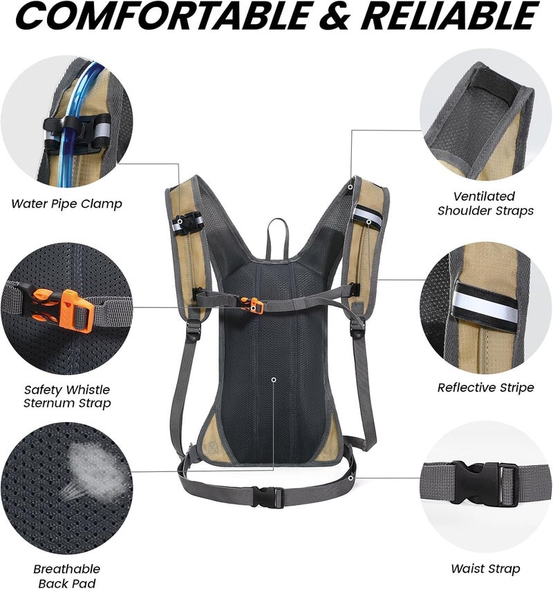 Nepest Hydration Pack Backpack for Women & Men, Lightweight Water Backpack with 2L Water Bladder for Hiking Cycling Running Biking - Image 3